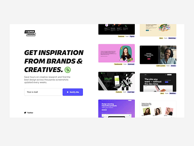 New Design Tool - Super Design animation brand creatives design hero home inspiration landing motion screens sections super tool ui ux