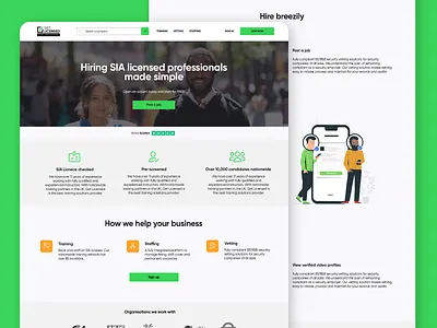 Security webpage clean design green grid illustration interface license minimal security securityguard sia ui uk ux webpage website