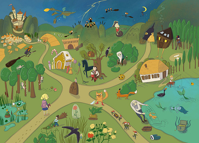 Fairytale land board book book book illustration cute art detailed illustration fairytale funny illustration illustration picture book procreate wimmelbook wimmelbuch