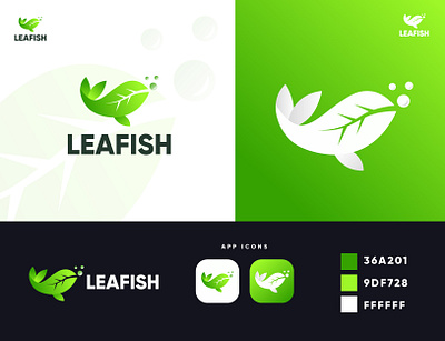 Leafish Logo !! branding design fish icon illustration leaf logo minimal logo minimalistic logo