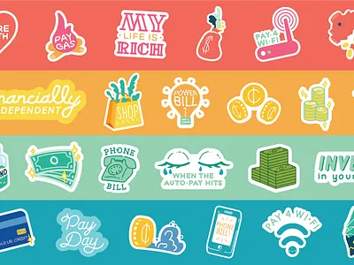 Passion Planner - Finance Sticker Illustrations branding bright color pallette colorful contrast design illustration illustrator sticker art stickers vector art