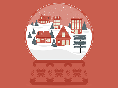 Animation of Snowglobe for Studio Science animation bird cardinal cottages houses nordic snow snowfall snowglobe snowy winter