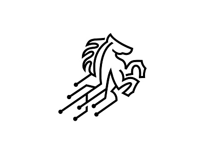 Horse Tech animal animals branding design geometric horse identity illustration line art lines logo mark modern running sport tech unique vector