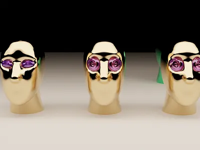 Chrome Heads 3d blender chrome diamonds gold head sculpture unique
