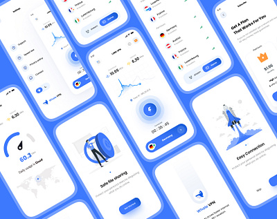 VPN Mobile App UI Kit (Whale VPN) app connection design development inspire minimal mobile design privacy proxy security server ui ui kit ux vpn vpn app vpn design vpn ui vpn ui kit vpn web