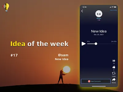 Idea of the week #17 app follow idea like loop mobile music recording share sunset views vocal