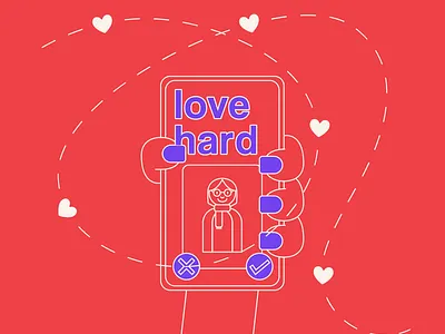 Love Hard Illustration dating app dating app illustration illustration love hard love hard illustration movie illustration netflix netflix illustration red and white swipeleft swiperight