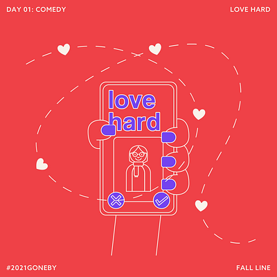 Love Hard Illustration dating app dating app illustration illustration love hard love hard illustration movie illustration netflix netflix illustration red and white swipeleft swiperight