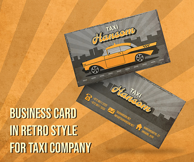 Business card in retro style for taxi company adobe auto businescard car design graphic design illustration retro taxi vector yellow