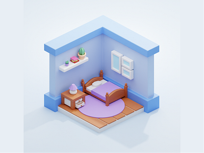 Isometric Pastel Room 3d 3d art 3d design 3d modeling art artwork blender cute digital art illustration isometric kawaii pastel room room design