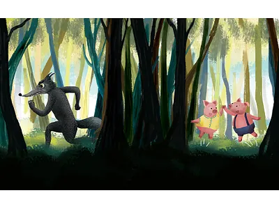 Illustration for "Little Red Riding Hood's Cousin" book childrens book design illustration