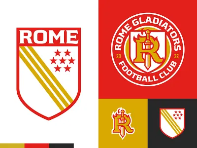 Rome Gladiators FC™ - Branding badge branding flame flamma georgia gladiators gladius glads logo nisl red rome soccer sword yellow
