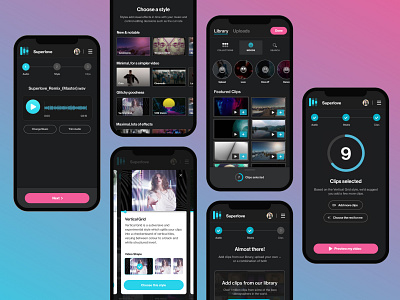 Streamlining Rotor's Mobile Experience dark dark mode mobile music musician process video video creation wizard