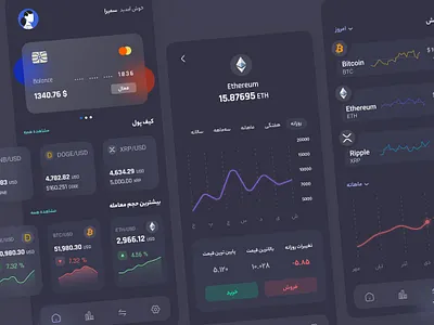 Cryptocurrency App app design bitcoin blockchain cryptocurrnecy cypro app dark dark app dark ui ethereum exchange financial market mobile nft nft market platform token ui user experience user interface