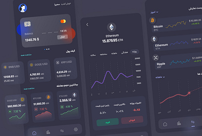 Cryptocurrency App app design bitcoin blockchain cryptocurrnecy cypro app dark dark app dark ui ethereum exchange financial market mobile nft nft market platform token ui user experience user interface