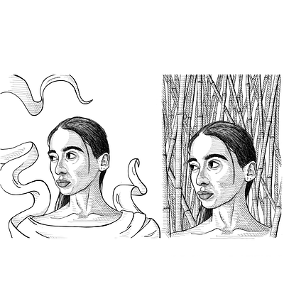 Into the distance - Background sketches 2d art artwork background black black and white character clean creative design drawing face girl hand drawn illustration portrait simple sketch