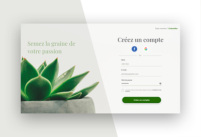 Plant website sign up page | Web Design adobexd dailyui landingpage signuppage ui uidesign webdesign xd