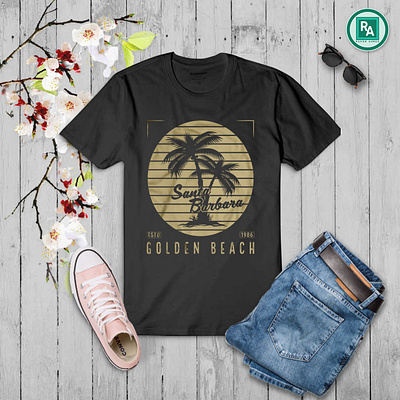 Typography Golden Beach T-shirt design Template adobe banner branding custom design custom tshirt design custom ui design fashion graphic design graphic t shirt icon illustration logo motion graphics t shirt design tee tshirt tshirt design ui vector art