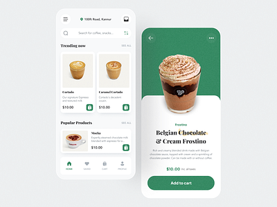 Coffee App ☕️ app app interface app ui cafecoffee coffee coffee app coffee shopping concept costa coffee dailyui design minimal mobile app design mobile app ui shopping starbucks ui user interface ux