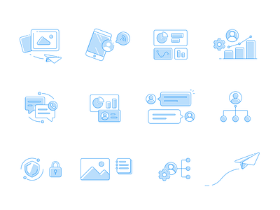 Iconography - Business communication & Employee management iconography icons illustration