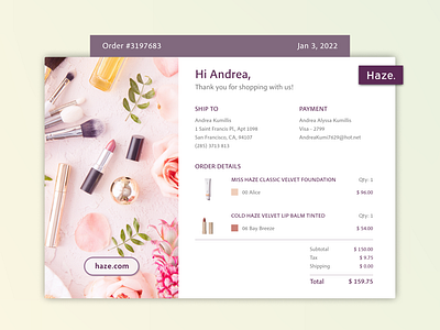 Daily UI Challenge 017 - Email receipt branding design graphic design ui web