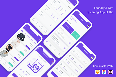 Laundry & Dry Cleaning App UI Kit app cleaning dry cleaning laundry ui ui design ui kit ux ux design