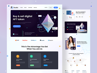 NFT Token Landing Page Design bitcoin crypto crypto wallet cryptocurrency design digital nft digital token exchange homepage interface landing page nft nft token nft website token web design website