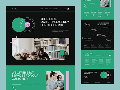 Digital Marketing Agency - Landing Page (Dark Mode) agency business company content dark mode design digital homepage landing page marketing promotion services startup strategy studio tanim ui ux web website