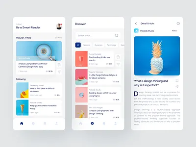 Article Reading Mobile App appdesign article article mobile article mobile app design grid layout minimalist mobileapp reading app uiux