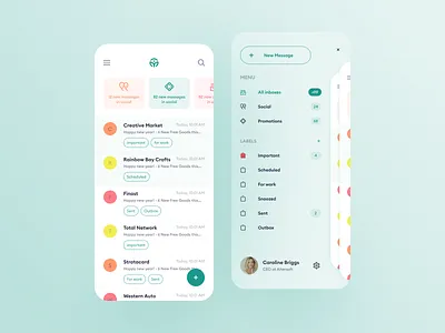 Simple mailing app concept android app branding clean concept design exploration green ios logo mail mailing messaging mobile page simple ui ux
