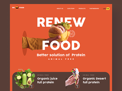 RE-FOOD - Protein Base Website chat creative desert food dry food e commerce fast food food food purchase food sell illustration landing page protein renew renew food restaurant sale ui design user interface ux design web template
