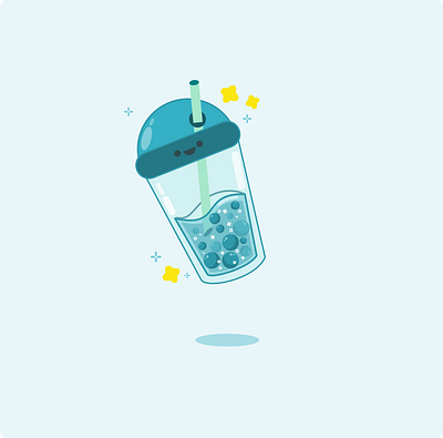 Blue Boba Tea Kawaii Illustration app design illustration logo vector