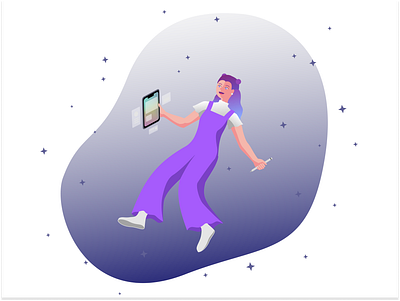 Floating In Space Illustration designing in space floating in space girl in outerspace girl in space in space illustration person floating illustration person floating in space woman in space zero gravity