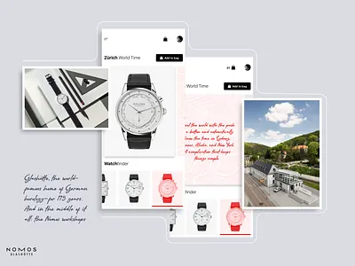 Nomos Glashütte - Watchfinder artisan bauhaus clean concept design elegant horology industrial inspiration minimal modern purist style simple typography ui desi ui design watch design