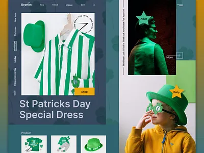 Fashion Shop Web Header baby clothes clothing brand ecommerce fashion fashion shop homepage kids fashion kids store landing page mockup online shop patricks day shopping cart special st patricks style ui ux web design website