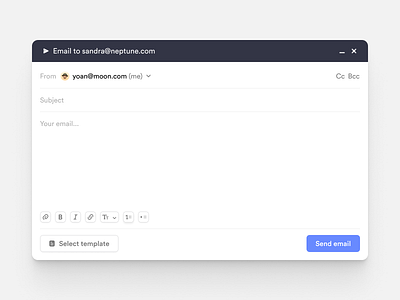 Crew.work — Email composer composer crew crew.work crm email email composer emailing message messaging product product design saas send send email ui ux