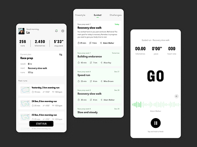 Running app concept app dark mode fireart light mode mobile running ui ux