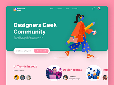 Designer community website UI app branding design illustration logo mobile typography ui uiux ux webapp webdesign website webui