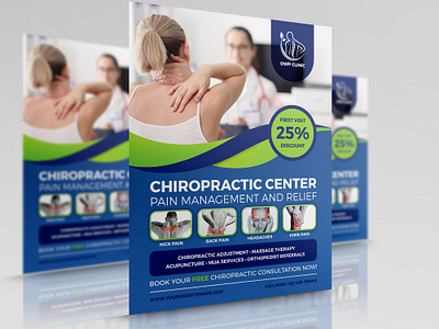 Chiropractic Services Clinic Flyer Template back pain business chiropractic treatment corporate design flyer healthcare hospital knee pain leaflet massage physician poster