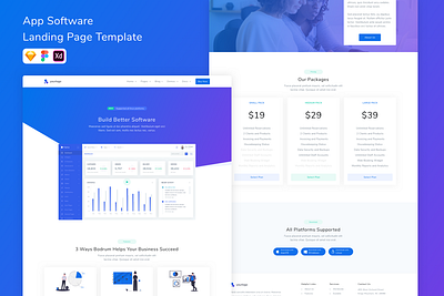 App Software Landing Page Template app design landing page software ui ui design ui kit userexperience userinterface ux web design