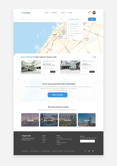 mapwords | Business Listing Homepage graphic design homepage map ui website