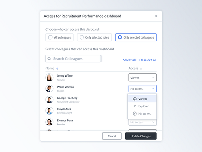 Access component for sharing dashboards access accesscontrols accessrights component dashboard design nielsjoop share sharing ui uidesign ux uxdesign