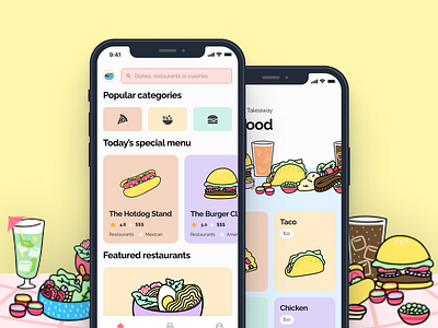 Doodles for tasty UI branding design illustration illustration design illustrations illustrations／ui illustrator logo ui ux