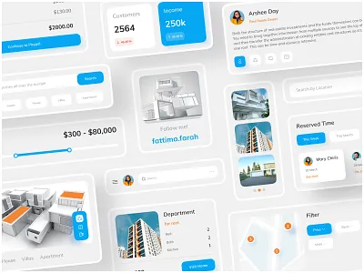 Real Estate UI Components app appliation booking app branding clean design designer light app logo real estate real estate app ui ui design uicomponents uiux uiuxdesigner ux webdesign webdesigner website