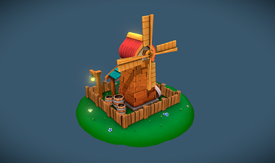 Stylized mill 3d blender blender3d design digitalart gamedev handpaint indie indiegames mill minimal modeling stylized