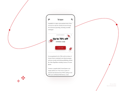Daily UI #98: Advertisement ad article black candy christmas daily ui 98 dailyui dailyuichallenge day 98 graphic design minimalism minimalist mobile design online journalism press red uiux uxui web design white