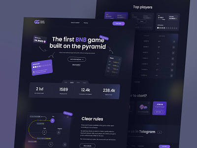 BNB Game Web App binance bitcoin blockchain bnb cryptocurrency cryptogame dark defi ethereum game illustration landing page meta modern nft product design ui ux web3 website