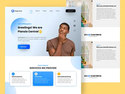 Elegant Portfolio Website Design Concept blue branding design elegant gray illustration landing landing page modern portfolio ui ui design ux ux design web web design website website design