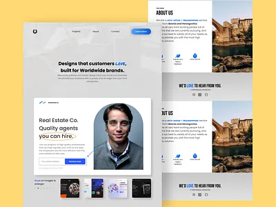 Designer Portfolio Website Design Concept blue branding company concept design designer full website gray landing page portfolio simple studio ui ux web web design website yellow