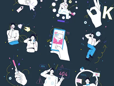 Teenagers 📱💥 character click colorful connect design illustration kapustin mobile ok resources set success target teenagers vector